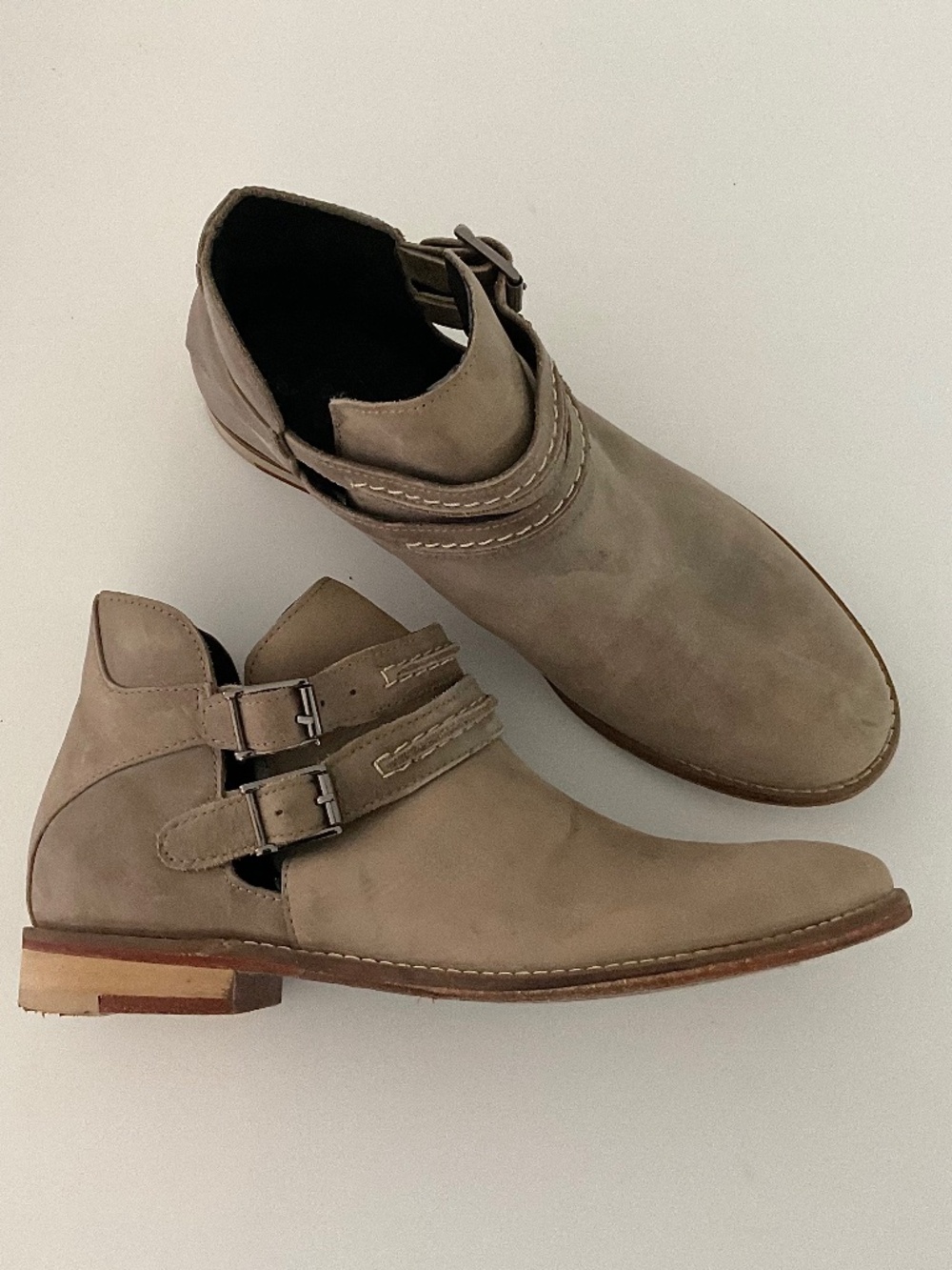 FREE PEOPLE Braeburn Ankle Boots  Rustic Distressed Double Strap Size EU 37